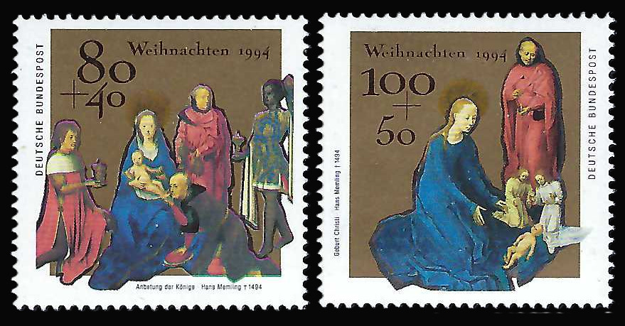 Germany 1994 2v. MNH • Christmas • Virgin Mary and Baby Jesus • Nativity • Art