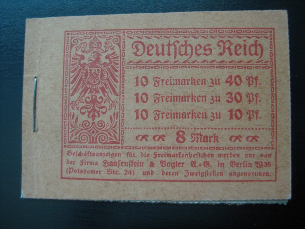 DEUTSCHES REICH Mi. #MH 14.1 A scarce mint MNH stamp booklet! CV $300.00