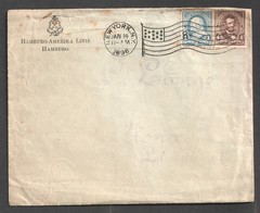 1896 USA Shipping Hamburg Amerika Line Cover. Flag Machine Cancel NY to Germany