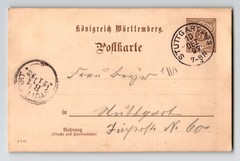 Wurttemberg 1897 3pf Postal Card Used – Z13540