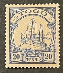 Travelstamps: Germany Togo Africa Stamps Kaiser’s Yacht 20 Pfennig MOGH UnWmk
