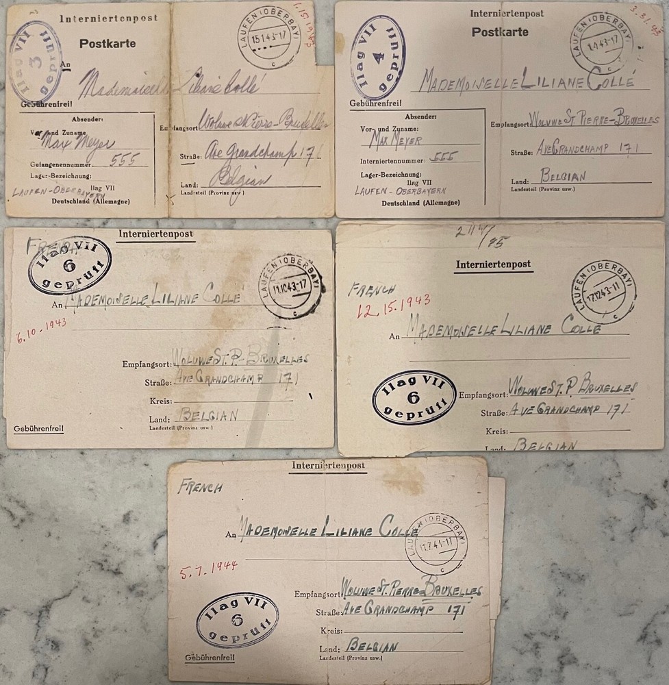 Germany Laufen(OBERBAY) 1/15,4/10,10/11,12/17/43,7/11/44 Internee mail same *d2
