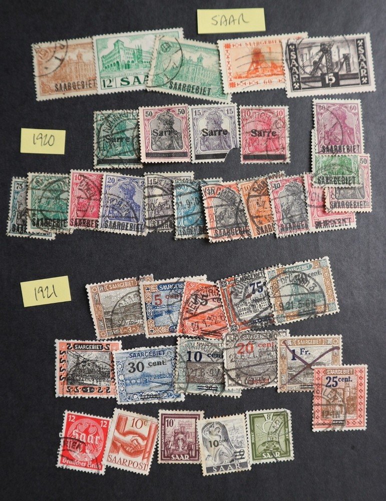 VINTAGE GERMANY – SAAR, 1920 & 1921 (38 all different stamps)