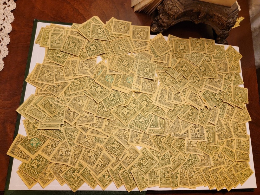 Large collection of around 1,000 Ohio Vendor/Consumer Sales Tax Stamp Receipts