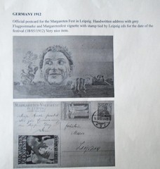 Germany 1912 Official used Leipzig Margareten Fest flugpost postcard + vignettes