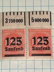 Germany S#288 Plate Block 125T Over Print 1000m MNH Margin 1923