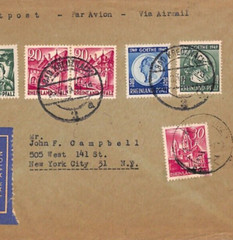 Germany RHEINLAND-PFALZ *Goethe* 1949 Air Mail Cover Bad Kreuznach USA NY YG236