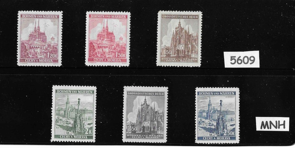#5609 MNH complete stamp set / B a M WWII Occupation / Cathedrals / Third Reich