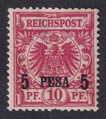 GERMAN EAST AFRICA 1893 Overprint 5p on 10pf Carmine SG 4 MH/* (CV £65)