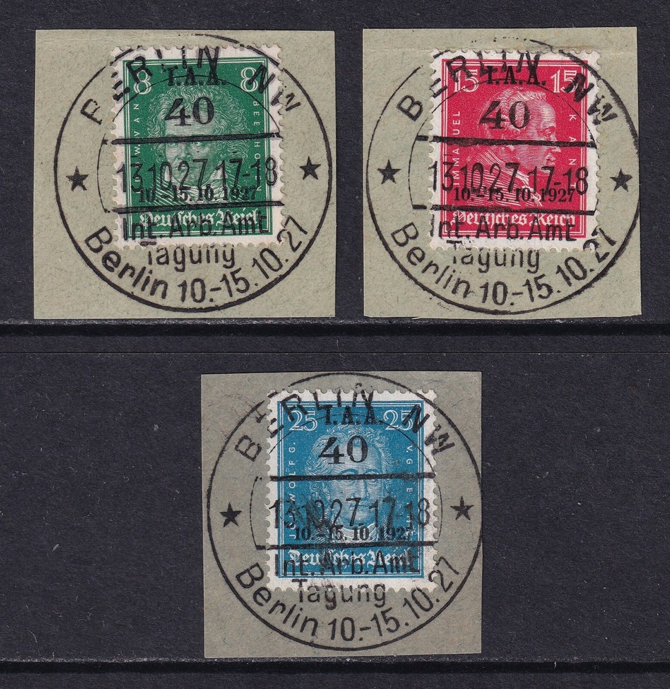 GERMANY 1927 I. A. A. set of 3 SG 421-423 Used (CV £300)