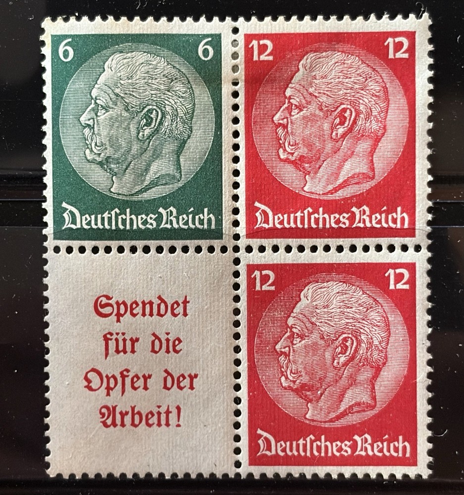 GERMANY – Zusammendrucke W/Hindenburg and Label – Mint H