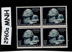 MNH stamp block WWII Germany B202 1942 Military Hero’s Day Memorial #2960a