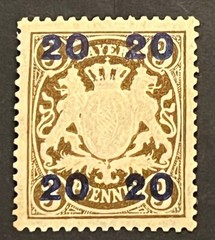 Travelstamps: 1920 Germany Bayern Overprint Stamp Mi 177 – Mint MOGH