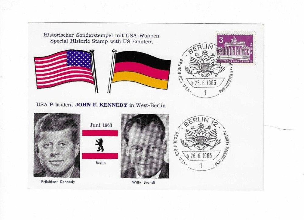 GERMANY 1963 Special Post Card & Cancel Kennedy in West Berlin