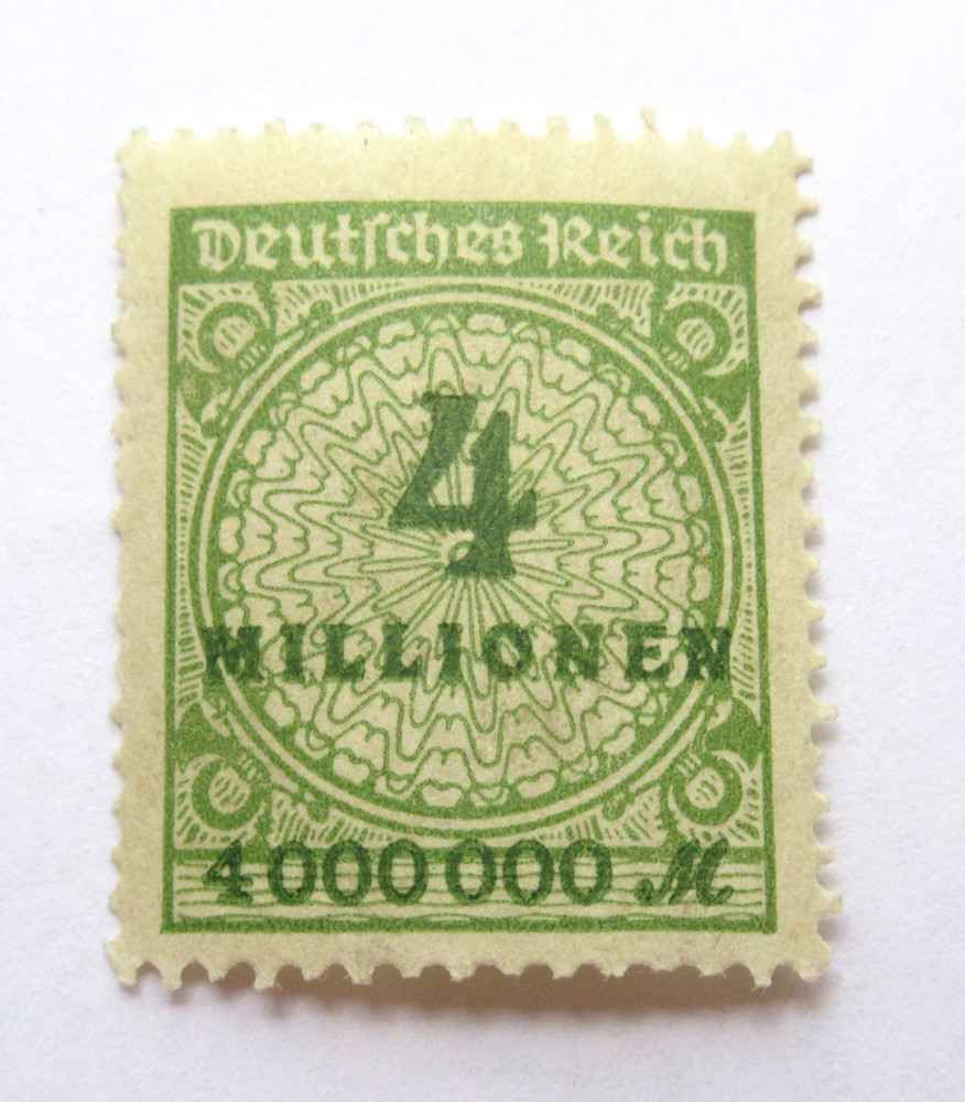 Germany Stamp Scott 284 Deutsches Reich Hyperinflation 4 Million Mark 1923