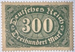 Travelstamps: 1922 Germany Stamps Deutsches Reich 300 Mark Mi. Nr. 249, MNH