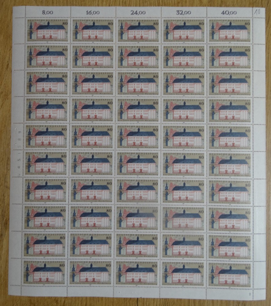 50 x Sheet 1299 MNH Complete Sheet UNI Heidelberg Form 2 BRD 1986