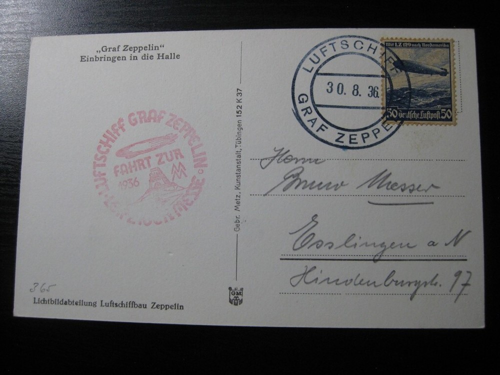 THIRD REICH 1936 very nice Leipziger Messe Zeppelin picture postcard!