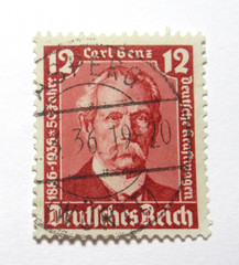 Germany Deutsches Reich Stamp Scott 471 Carl Benz 12pf 1936 Asperg Postmark