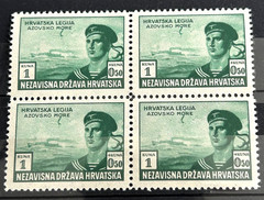 German territory Croatia 4 Stamps block 1943 Mi:HR107 Croatian Legion MNH /BL72