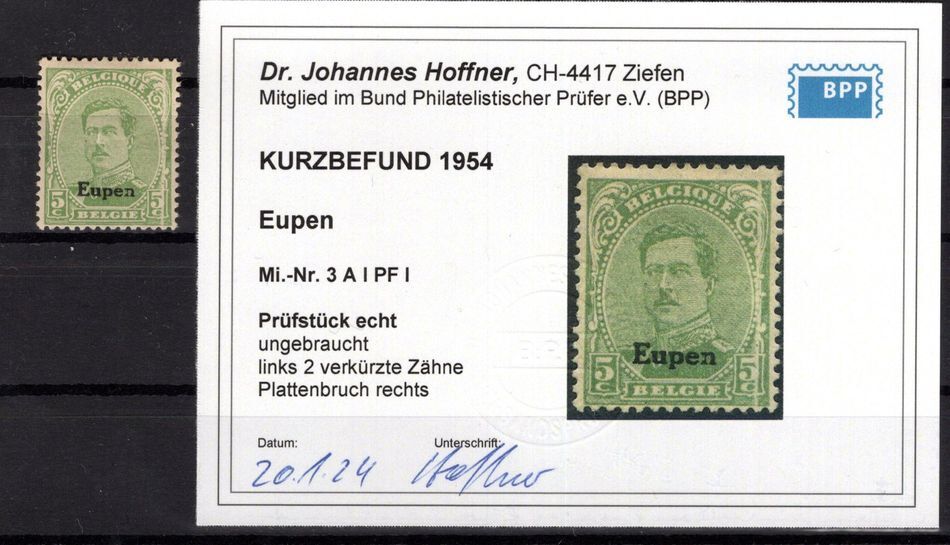 Eupen 3AI PFI ABART PLATTENBRUCH * MH BPP FINDING -,-EUR (AA2454