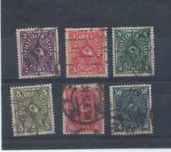 Germany stamps. 6 of the 1922 posthorn series used. See description. (V570)