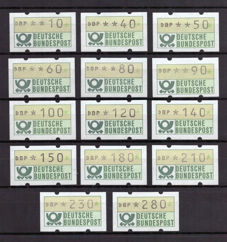 AM0681) Germany Machine Labels 1981 complete set MNH 0.10 to 2.80