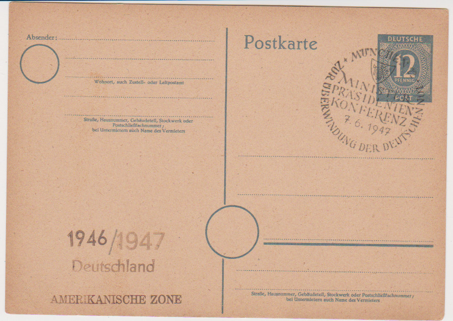 Germany 1946 American Zone 12pf Postal Stationery Cover Konferenz CXL