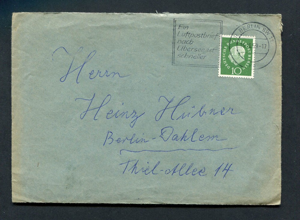 Germany – Berlin : Nice cover from 1959 – advertising cancel – used