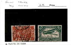 Germany, Postage Stamp, #C1-C2 Used, 1919 Air Post, Airplane (AM)