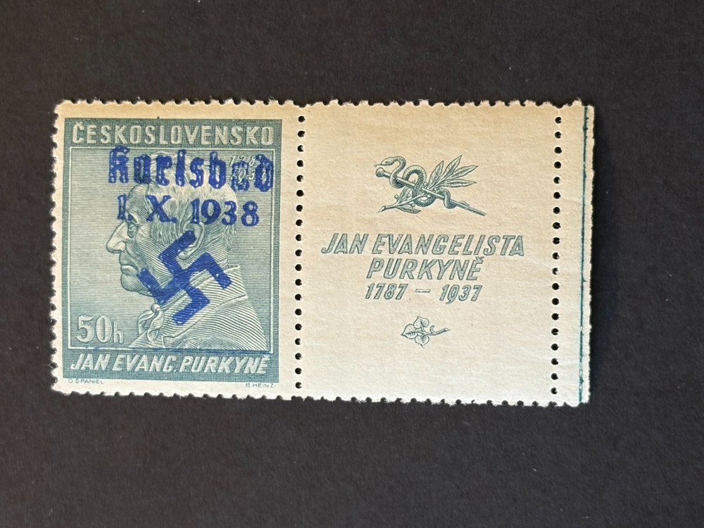 GERMANY (SUDETENLAND-KARLSBAD) WWII-GERMAN OCC. Local ovpt 50 h. blue MNH /s2