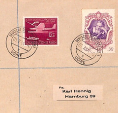 GERMANY WW2 ITALY OCCUPATION Cover 1944 Udine Mixed Franking {samwells}YG239