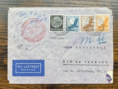 1937 Germany Airmail Cover ✉️ Weilimdorf – Rio de Janeiro – Brazil – Michel 526