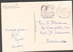 Germany Rhine passenger ship Dusseldorf post card Zoo Koln cancel to Netherlands