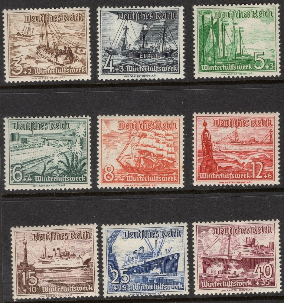 GERMANY 1937 SC. #B107-115 3PF+2PF TO 40PF+35PF MINT NH SET CAT $75