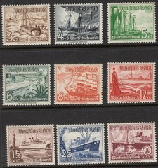 GERMANY 1937 SC. #B107-115 3PF+2PF TO 40PF+35PF MINT NH SET CAT $75