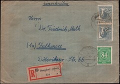Germany Michel #936, 947 Burgdorf, registered, 1948