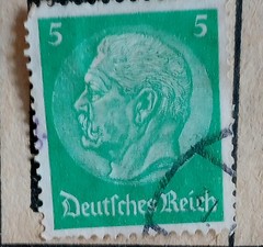 German Reich Postage Stamp with portrait of President Paul von Hindenburg 1934