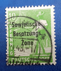 Stamp Germany Soviet Zone 10 Pfennig 1948 SBZ Paul BPP Mi. Nr. 185 a (26381)