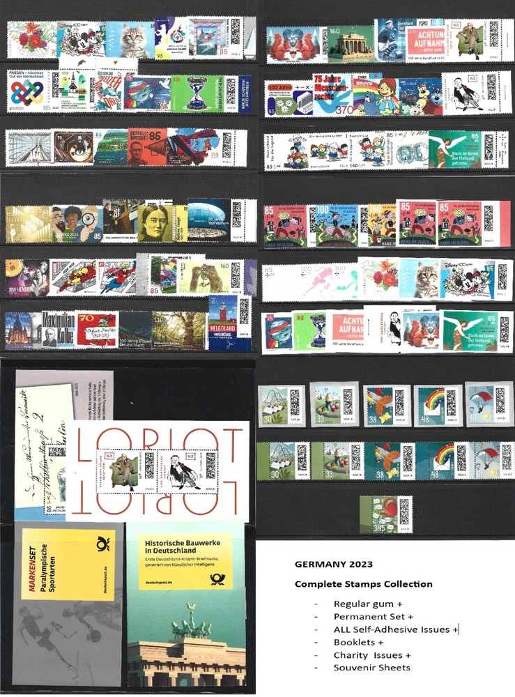 GERMANY 2023 Complete Year CONM+PERM+SELFADH+SS+BOOKLETS MNH HCV !