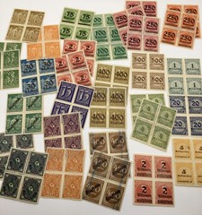 Germany Inflation Stamps Large Lot of (32) Blocks – Numerals Farmers OVP Mint MH