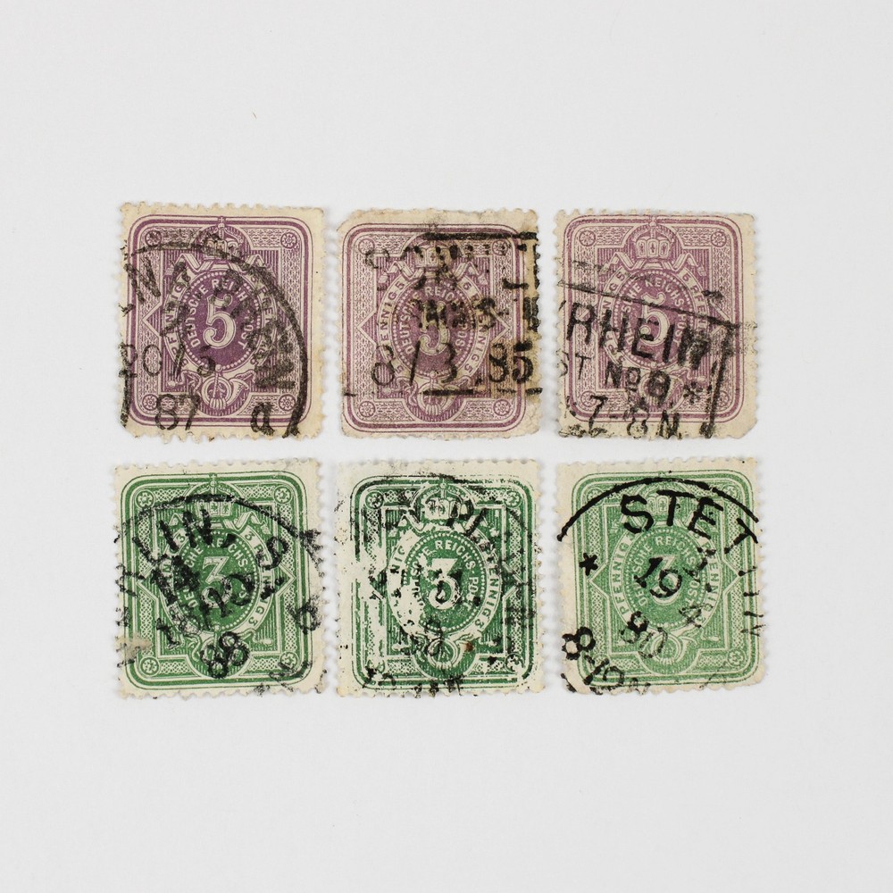 Lot Of 6 Germany Deutsches Reichspost 3 Pfennig 5 Pfennig Stamps Used 1880s