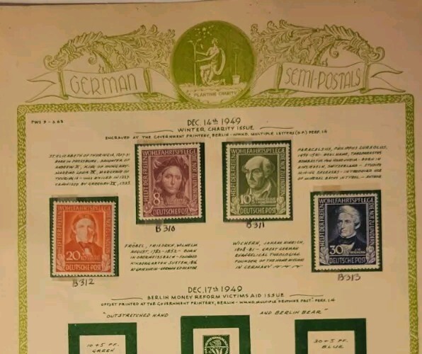 Scott #B310-B313 MNH 1947 German Stamps (Winter Charity Issue) Set