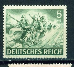 Germany WW2 Wehrmacht Motorized Marcksmen in Attack Motorcycle stamp 1943 MLH