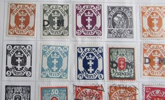 53 STAMPS 1800’s to 1930 – 28 DANZIG GERMAN & 25 DENMARK FROM STAMP ALBUM