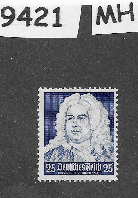 MH Stamp Sc 458 1935 Germany Composer George Frideric Handel Messiah #9421