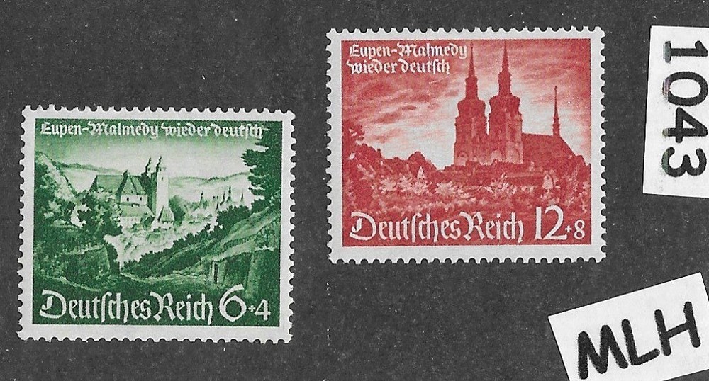 MLH Germany 1940 stamp set Scott # B174-175 Eupen and Malmedy returned #1043