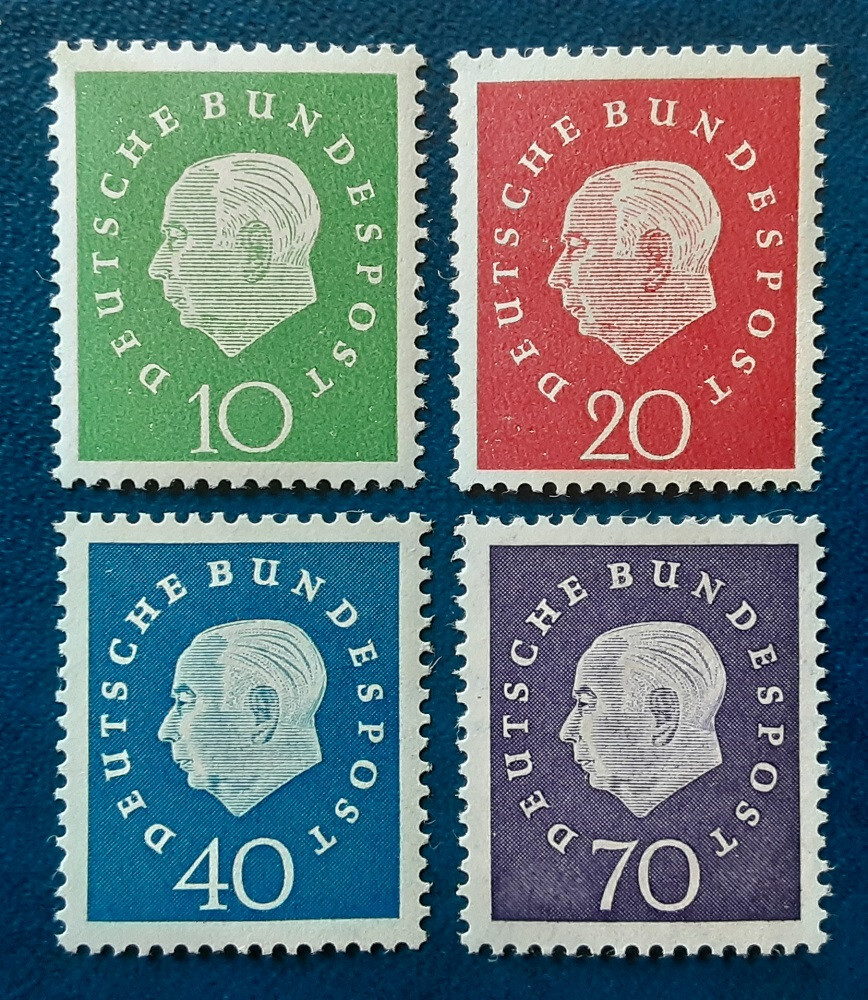 GERMANY Deutsche Bundespost 1959 MNH Partial Heuss w/ 40Pf Gem Miss 7Pf 4745
