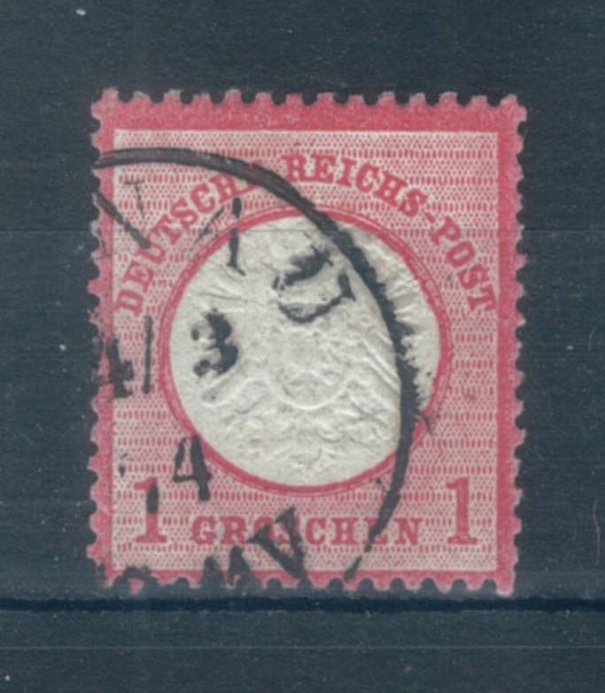 German Empire 1872 Arms embossed large shield 1g rose/carmine stamp. Used. Sg 19