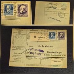 German Empire 1917 parcel card Dresden to Constantinople Ottoman 1 piastre